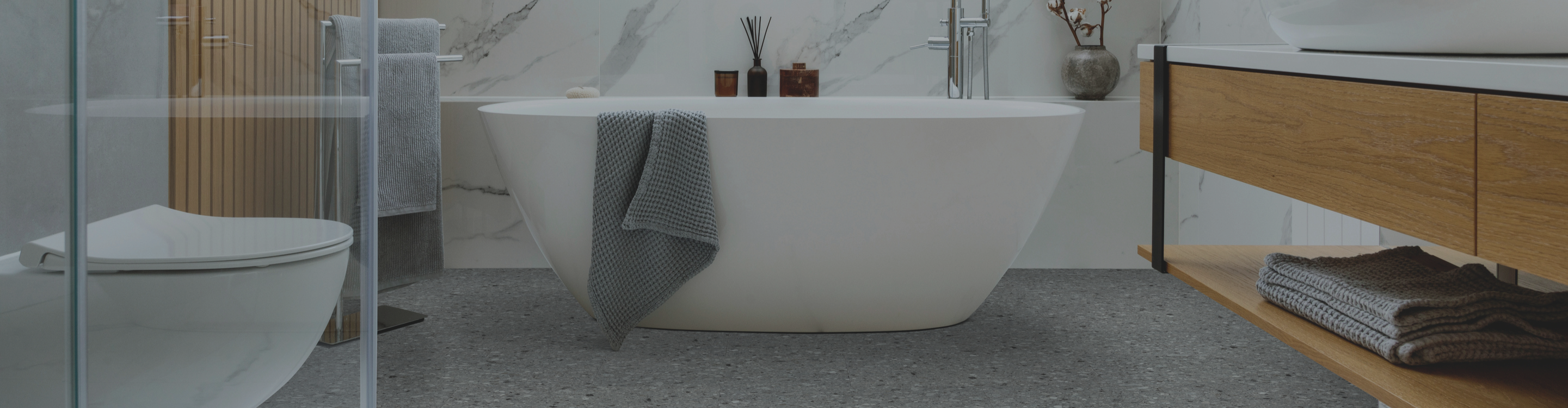 Bathroom with tile flooring and soaking tub